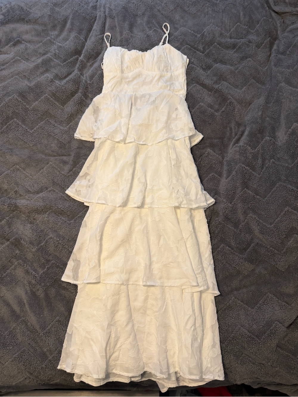 Hello Molly White Tiered Lace Maxi Dress